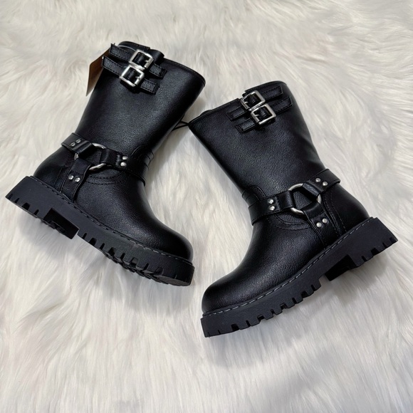 thereabouts Other - Thereabouts Girls Black Dakota Flat Heel Motorcycle Boots